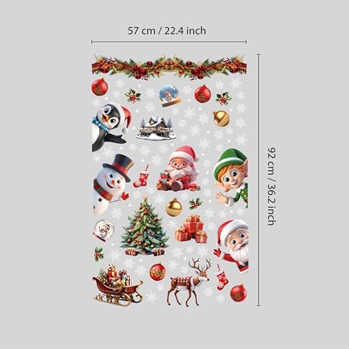 WALPLUS Christmas Window Clings - Clearance Decorations, Double-Sided Reusable Peel & Stick Removable for Glass, Living Room Xmas Peeking Santa Snowflakes, 149 Pcs