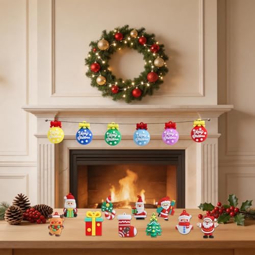 24Pcs Mini Christmas Figurines Dolls,Christmas Tree Hanging Ornament Gifts for Xmas Goodie Bag Stuffers Winter New Year Holiday Party Favors Decorations