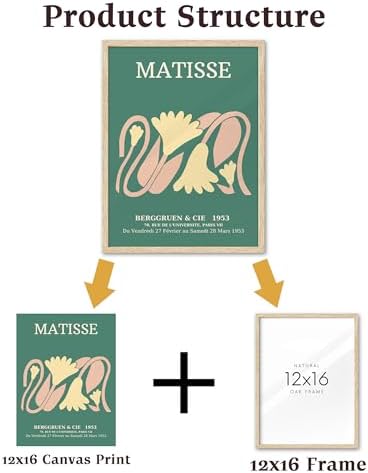KensTro 12x16 Oak Picture Frames Set of 3 with Green Art Prints