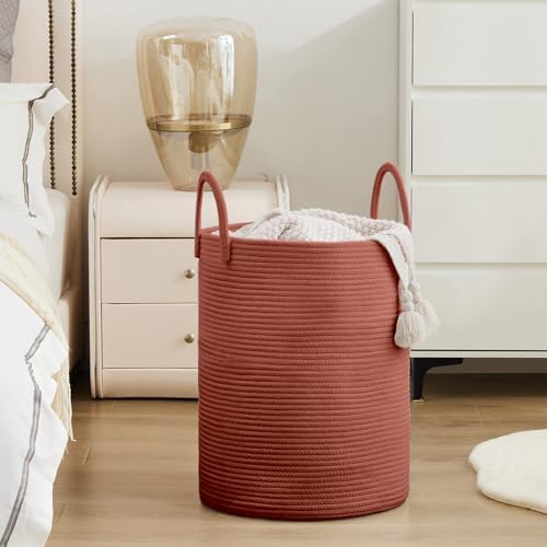 YOUDENOVA Cotton Rope Laundry Hamper Basket, 58L Blanket Basket for Nursery