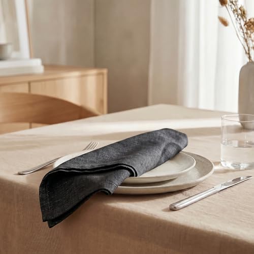 Urban Villa Cloth Napkins Cotton 20x20 (Set of 12) Black/White