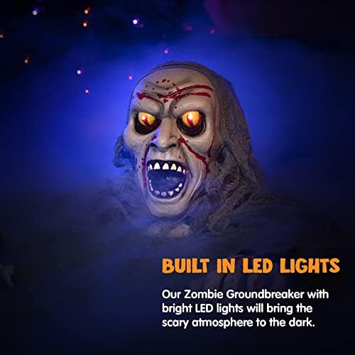 JOYIN Halloween Decorations Outdoor Light-Up Zombie Groundbreaker with bloodstain and Creepy Sound for Halloween Outside Decor Lawn Yard Patio Graveyard Decoration, Haunted House Prop