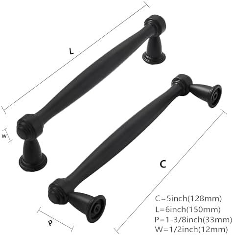 Cabinet Pulls Kitchen Matte Cabinet Handles Kitchen / 5 Inch Hole Center / Black / 5 Inch / Set of 2