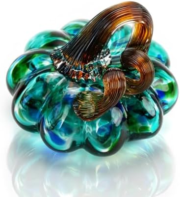Green Hand Blown Glass Pumpkin Crystal Pumpkin Harvest Halloween Decor Gift