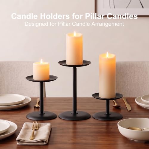 Homemory Fall Halloween Table Decor, Black Metal Candle Holders Set of 3