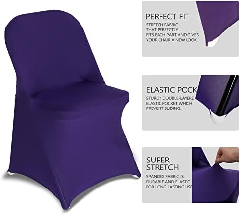 HAINARverS Folding Chair Covers for Wedding, 10PCS Purple