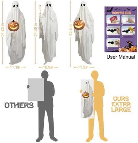 34" Halloween White Ghost Window Mirror Cling Decal Decorations Extra Large