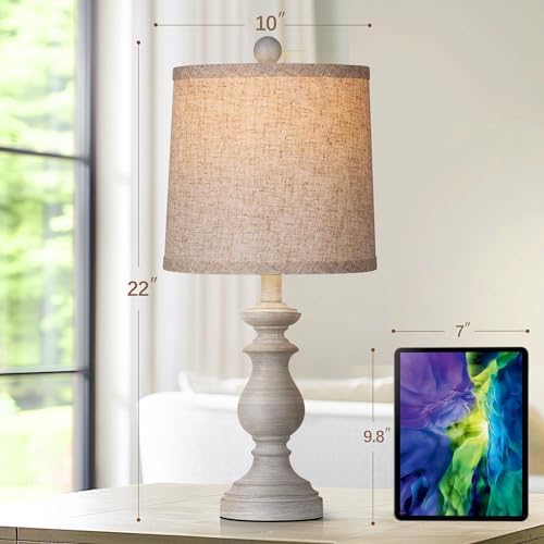 PARTPHONER Traditional Table Lamp Set of 2, Rustic Farmhouse Table Lamps for Living Room Bedroom, 22" Bedside Desk
