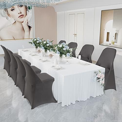 HAINARverS Folding Chair Covers for Wedding, 10pcs Gray