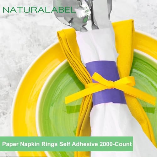NATURALABEL Self-Adhesive Napkin Bands, Pack of 2,000, Purple