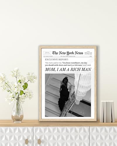 EcoHest 12x16 in Mom I Am a Rich Man Newspaper Canvas Art
