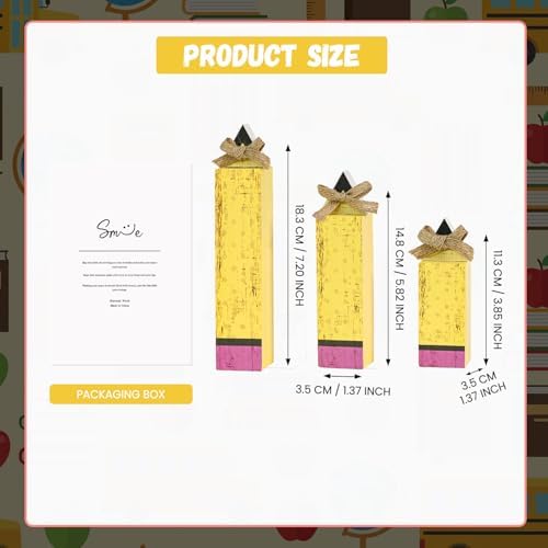 Smile Back to School Wooden Tabletop Decor - Pencil Shaped Desktop Signs - Classroom & Home Office Decorations Gift