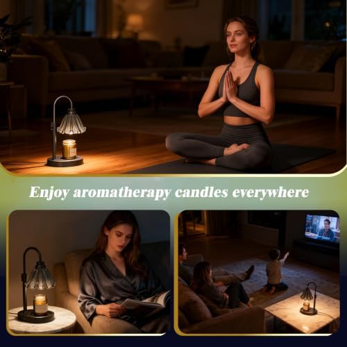 Flower Candle Warmer Lamp with Timer & 4-Level Dimmer, Adjustable Height