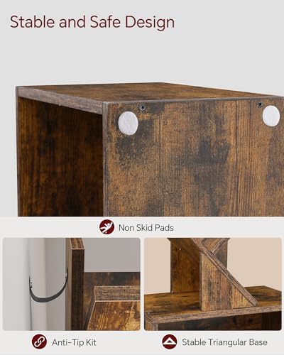 SUNMORY 6 Tier Tree Bookshelf, Tall Small Bookcase with Storage Cabinet