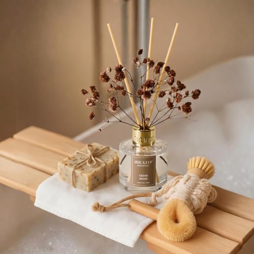 Airkeep Reed Diffuser Set of 3,Clean Linen Lavender Field Cedar Wood Oil Reed Diffusers for Bedroom Living Room Office