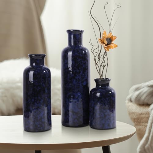 Small Ceramic Vase / Blue / Set of 3