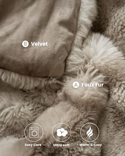 Ultra Soft Cozy Faux Fur Throw Blanket, Fuzzy Plush Thick Bubble Blanket, Oversize Luxury Fluffy Blanket for Couch
