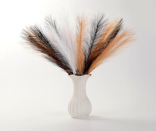 30PCS Black White Orange Faux Pampas Grass 17" for Vase Filler