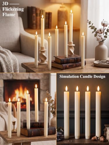 Treela Battery Operated LED Taper Candles,Hexagon,11 Inch,Ivory