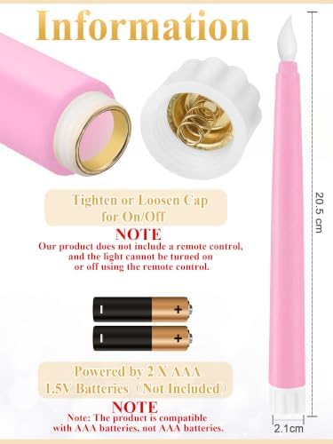 Treela Battery Operated LED Taper Candles,Basic,8 Inch,Pastel