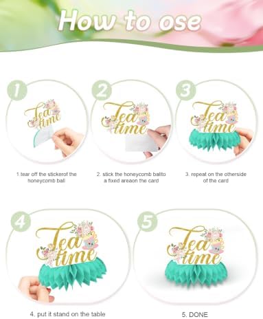 Tea Party Decorations, 9 Pcs Tea Party Table Decorations for Girls