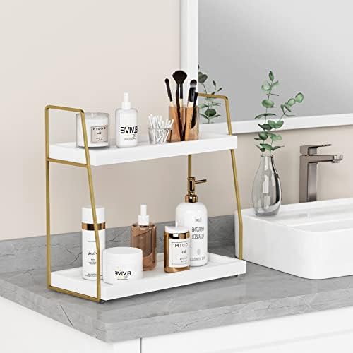 Counter Organizer / Bathroom Organizer Countertop / White-gold