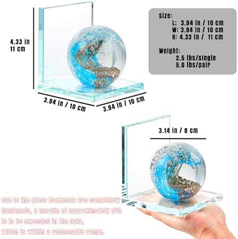 Glass Bookends / Book Ends / Light Blue