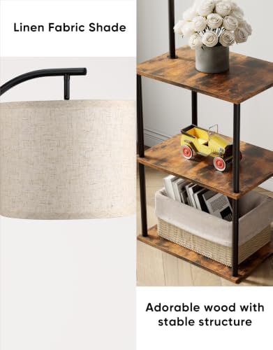 PARTPHONER Floor Lamp with Table, Night Stand with Lamp, Narrow Side Table with 3CCT LED Bulb, Small Coffee Table