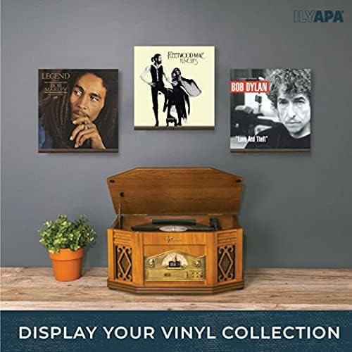 Ilyapa Vinyl Wall Mount Floating Record Shelves- 6 Pack, Espresso Wood | Solid Wood Record Shelf, Includes Wall