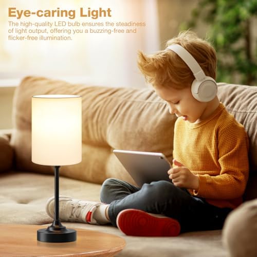 Fenmzee Small Bedside Lamp for Bedroom - 3-Way Dimmable Touch Table Lamp