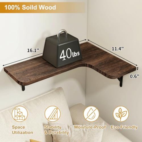 Fixwal Conner Floating Shelves for Wall Decor, Dark Carbonized Black 5pcs