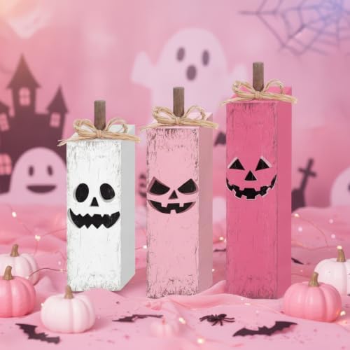 Redbaker 3 Pcs Pink Halloween Table Decor, Pink Ghost Table Centerpieces