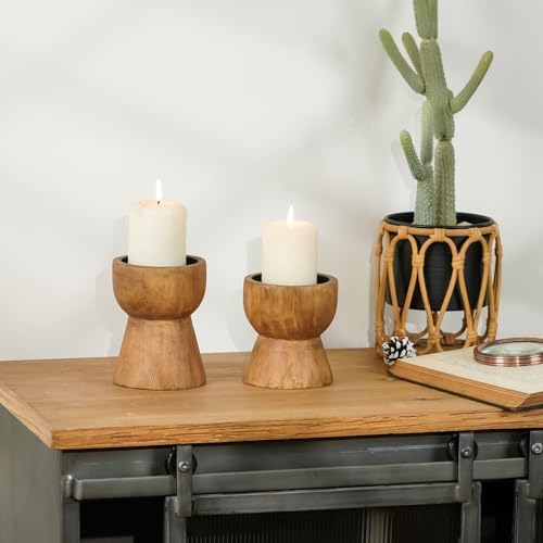 Farmhouse Wooden Candle Holders / 4.9",4.1 / Set of 2