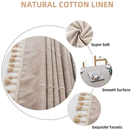 Deep Dream Tablecloths, Embroidered Waterproof Checkered Table Cloth Cotton Linen Wrinkle Free Anti-Fading Table Cover Decoration for Kitchen Dinning Party Christmas, 55 x 55 Inch - Light Brown