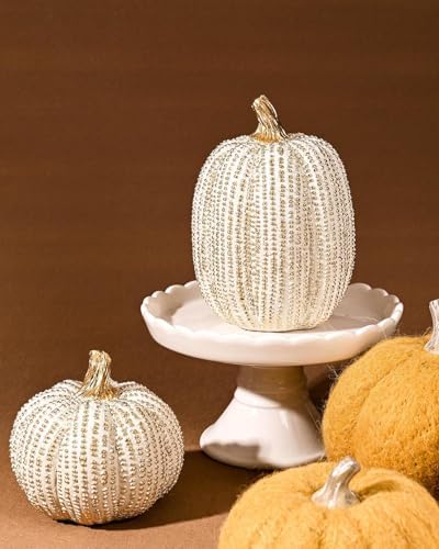DN DECONATION Fall Thanksgiving Pumpkin Decor for Home Table Decor, 2 PCS