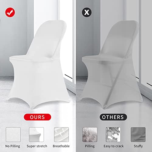 HAINARverS Stretch Spandex Folding Chair Covers, 100PCS Upgrade White