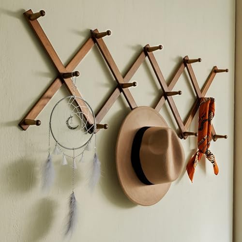 Hat Rack / 14 Hooks / Walnut / 14 Pegs