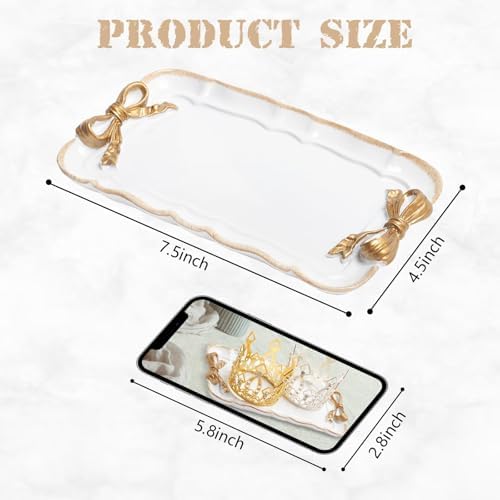 Warmtree Bow Jewelry Tray, Coquette Trinket Dish, Vanity Decor