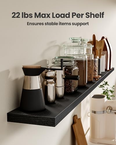 Amada 47.2" Floating Shelves for Wall Decor & Storage, Set of 3, Black