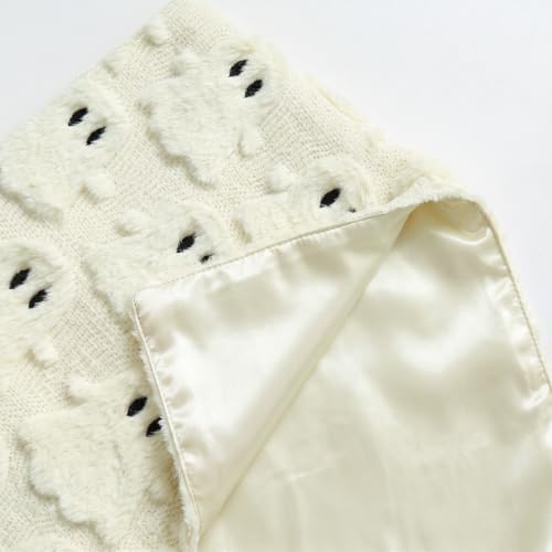 Artoid Mode Beige Soft Faux Fur Ghost Halloween Table Runner 13x36 Inch
