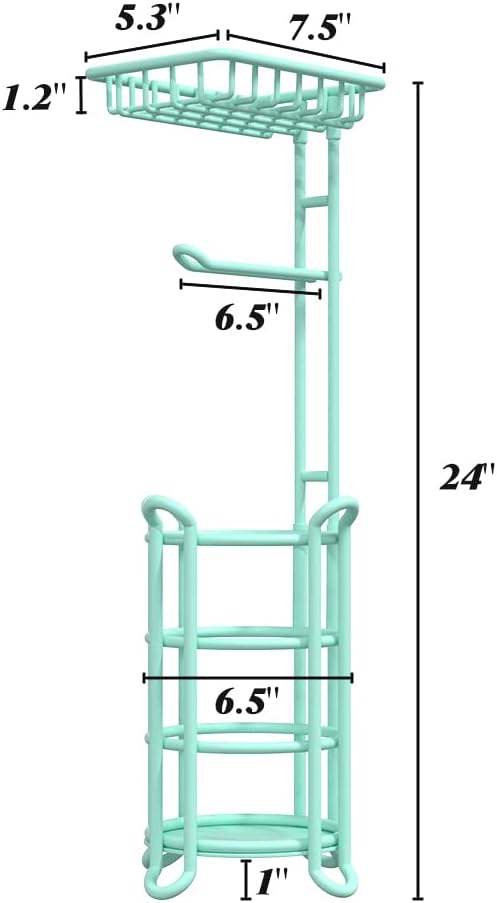 Toilet Paper Roll Holder Stand Nautical Bathroom Tissue Dispenser with Shelf for Larger Rolls-Mint
