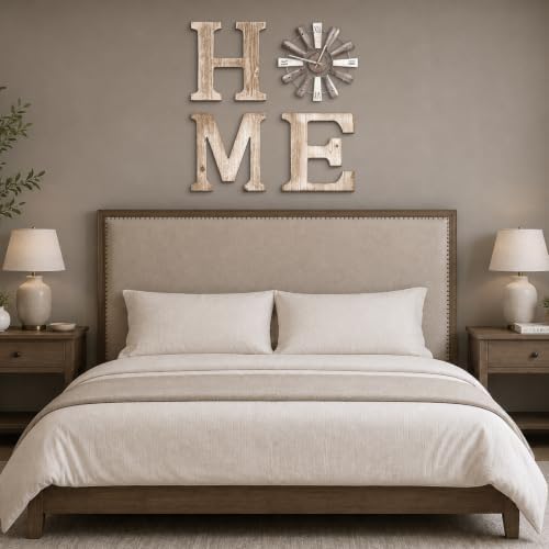 Farmhouse Home Signs with Windmill Clock Wall Decor Rustic Home Letters Wall Art for Living Room Kitchen Entryway