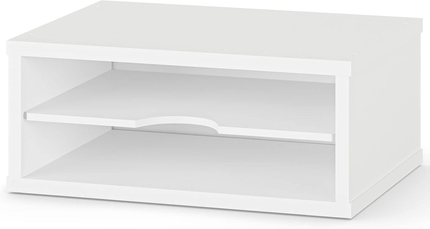 Ballucci File Organizer, 2-Tier Document Paper Sorter, Stackable Wood Desk Organizer Mail Holder, Monitor Stand with
