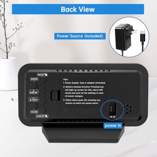Peakeep Small Digital Alarm Clock for Bedrooms, Loud for Heavy Sleepers