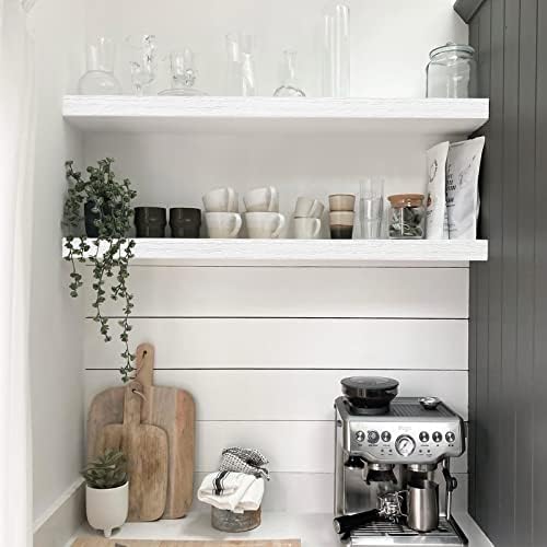 QEEIG Long Floating Shelves for Wall (White, Set of 2, 35.4")