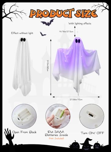 Brightown Halloween Hanging Light up Ghost Decoration, Purple