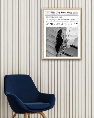 EcoHest 16x20 in Mom I Am a Rich Man Newspaper Framed Wall Art