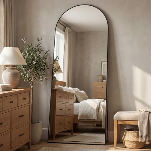 Antok 71" x26” Arched Full Length Mirror, Floor Mirror with Stand,Black