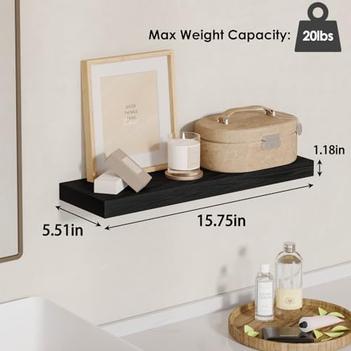 Fixwal Floating Shelves for Wall Decor (Black, Set of 4, 15.7 Inch)