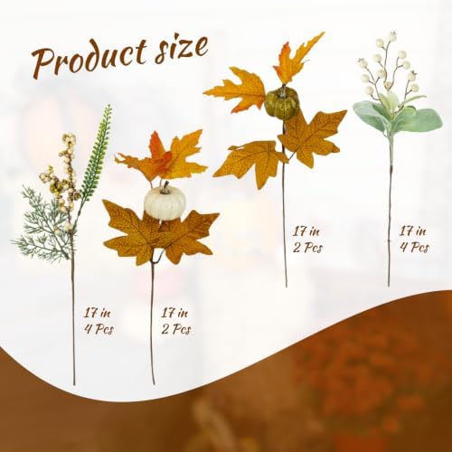 12 PCs Fall Flowers 17 Inches Fall Floral Stems Rustic Autumn Flower Picks